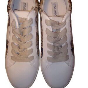 Steve Madden Womens Rezume Distressed Fashion Sneakers Gold Snake Size 8 M NEW